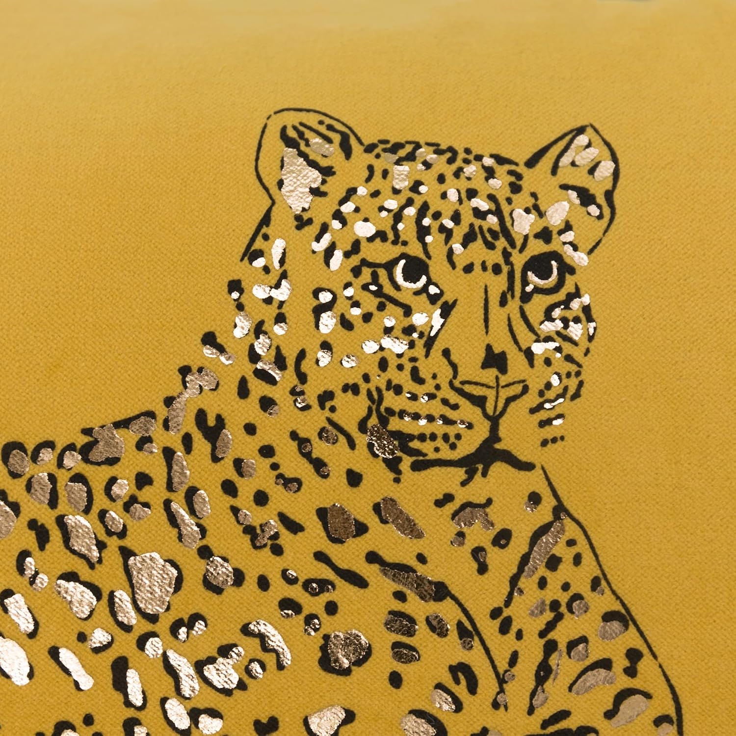 VG|yellow|Leopard Print Throw Pillow Cover Decorative Velvet Cushion with Gold Foil Printing for Bed Couch Chair Car