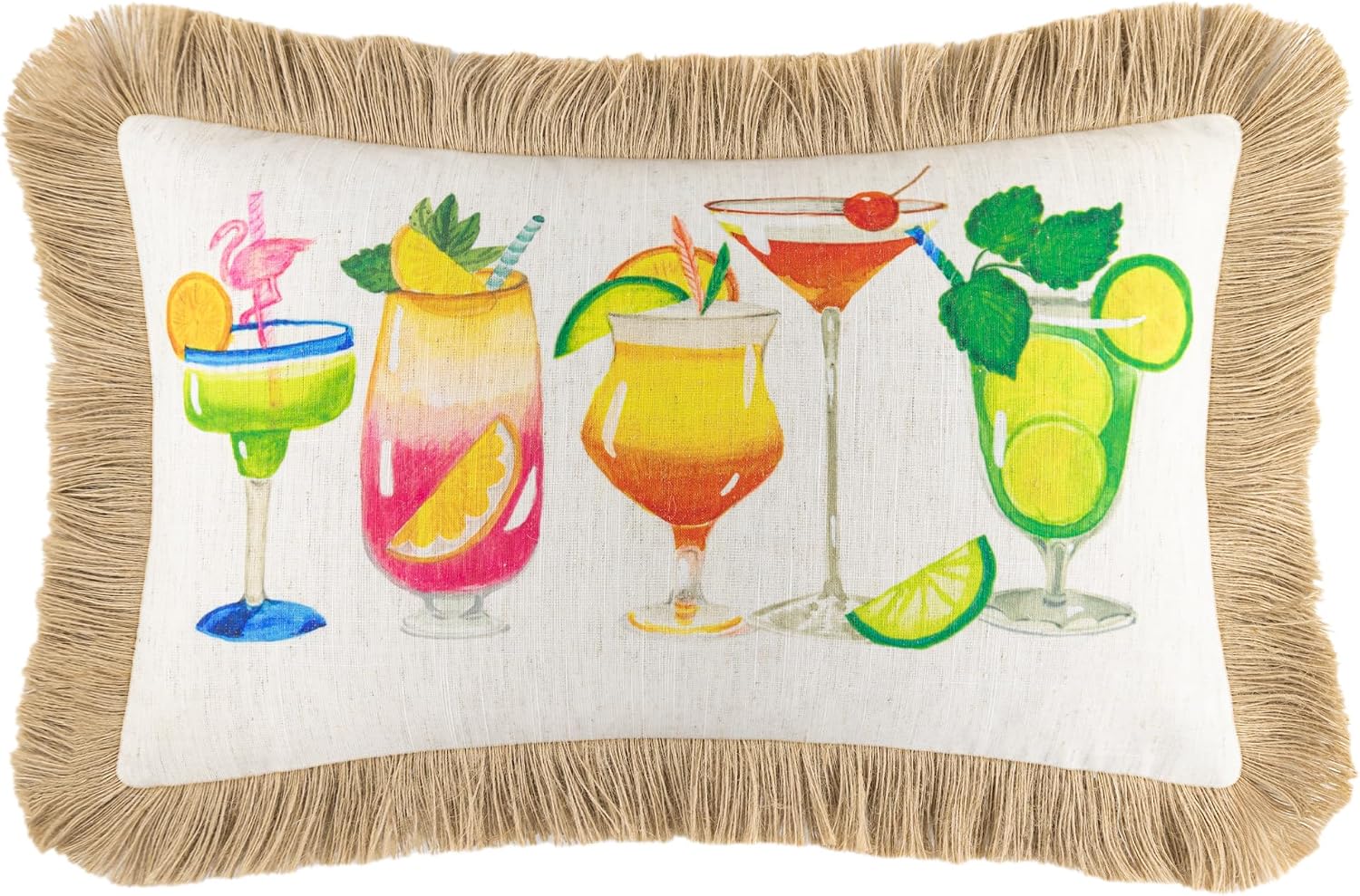 Decorative Tropical Throw Pillow Cover with Tassels - Default Title