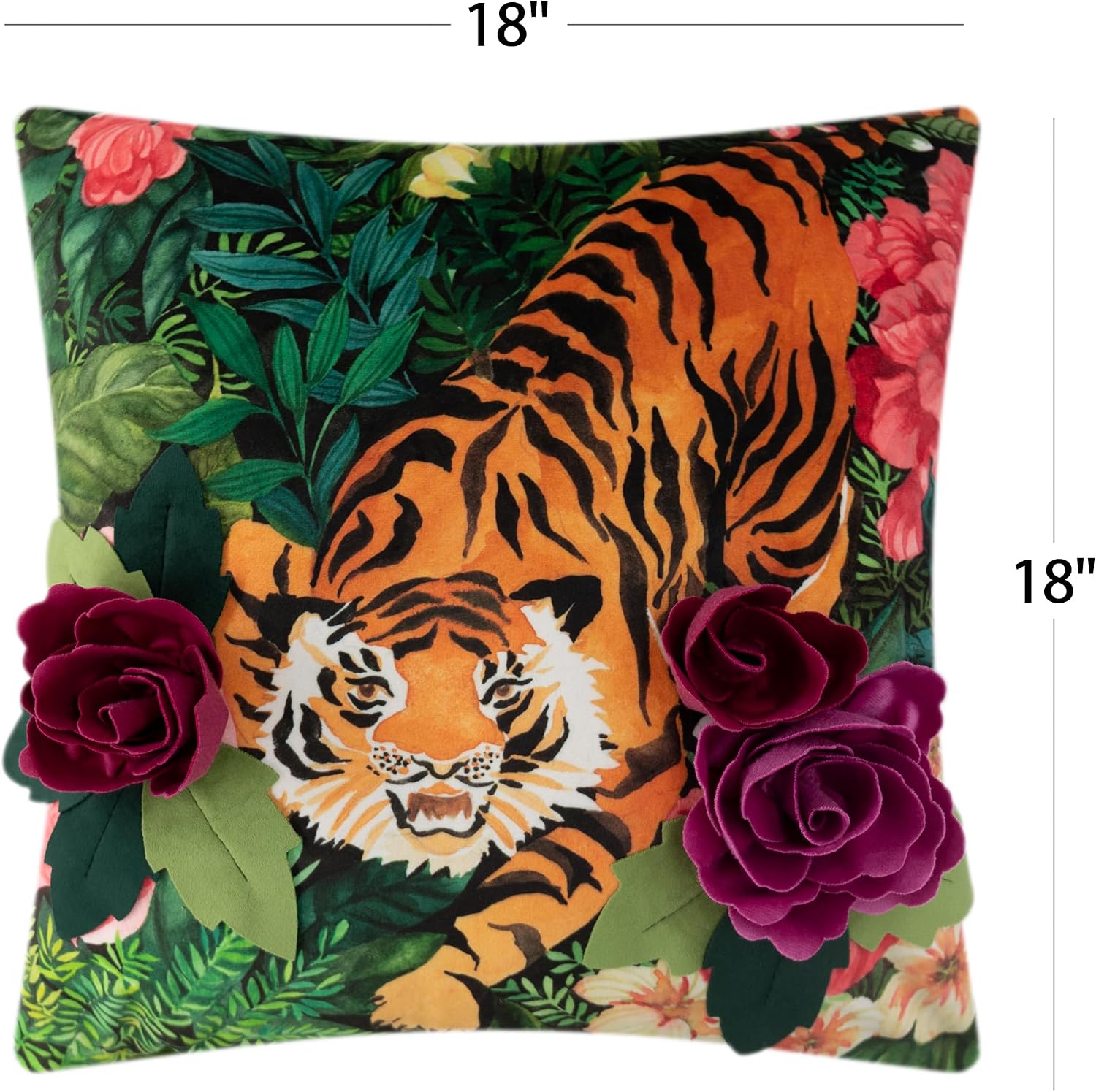 Tiger Throw Pillow Covers, Green Burgundy