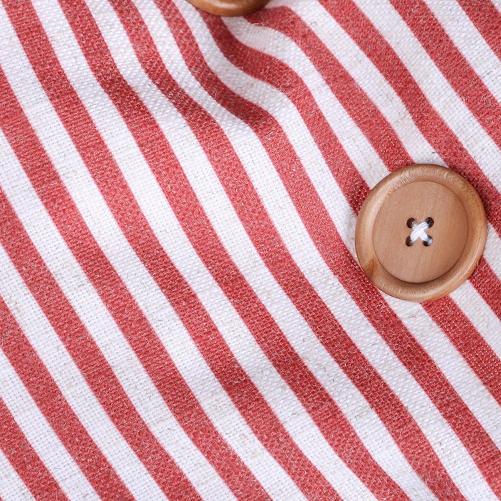 Stripes Buttons Linen Decorative Accent Throw Pillow Cases Cushions Covers for Sofa Couch Bed