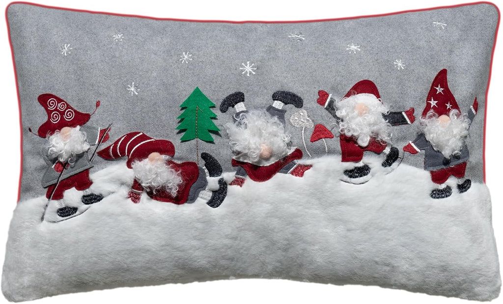 VG|5santa-gray|Decorative Christmas Santa Gnome Throw Pillow Cover Holiday Design