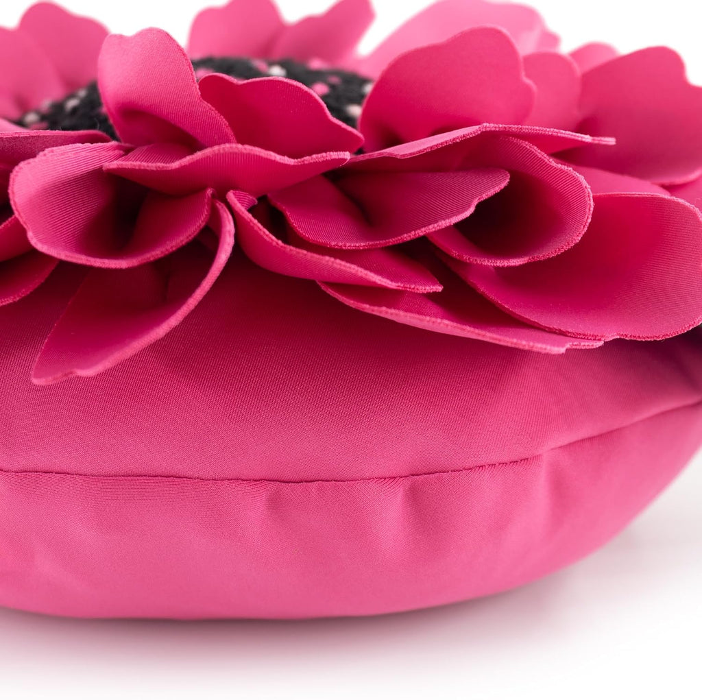 VG|fuchsia-pink|3D Flower Design Round Throw Pillow Flower Decorative Floral Cushion
