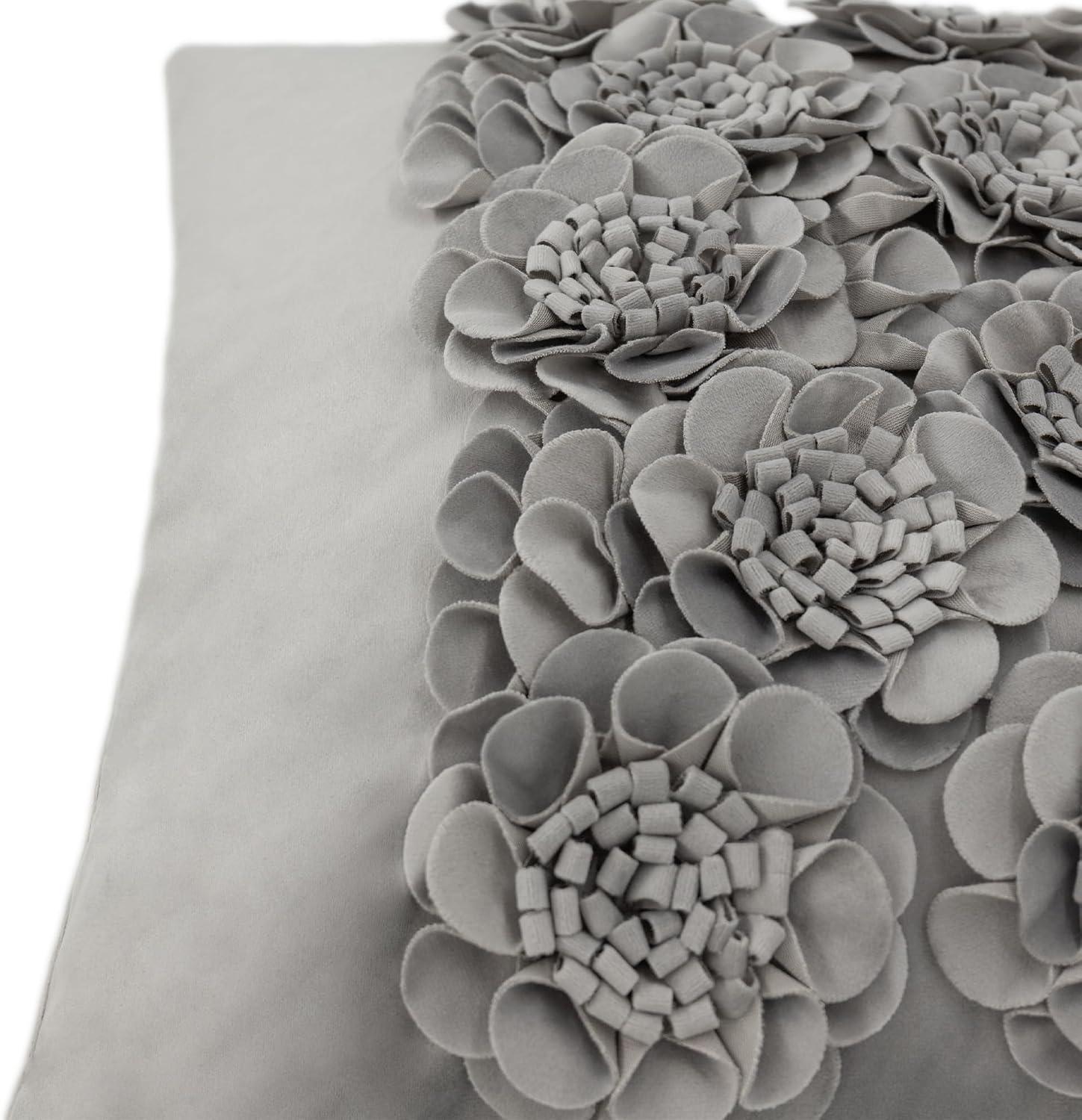 VG|gray|Handmade 3D Flower Throw Pillow Cover