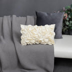 VG|cream-velvet|Handmade 3D Floral Throw Pillow Cover