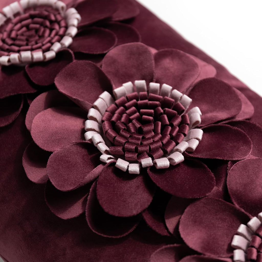 VG|wine-red|3D Flower Throw Pillow Cover