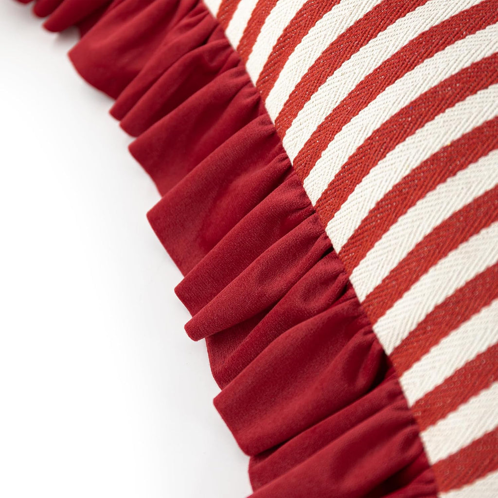Lace Red Stripes Throw Pillow Cover