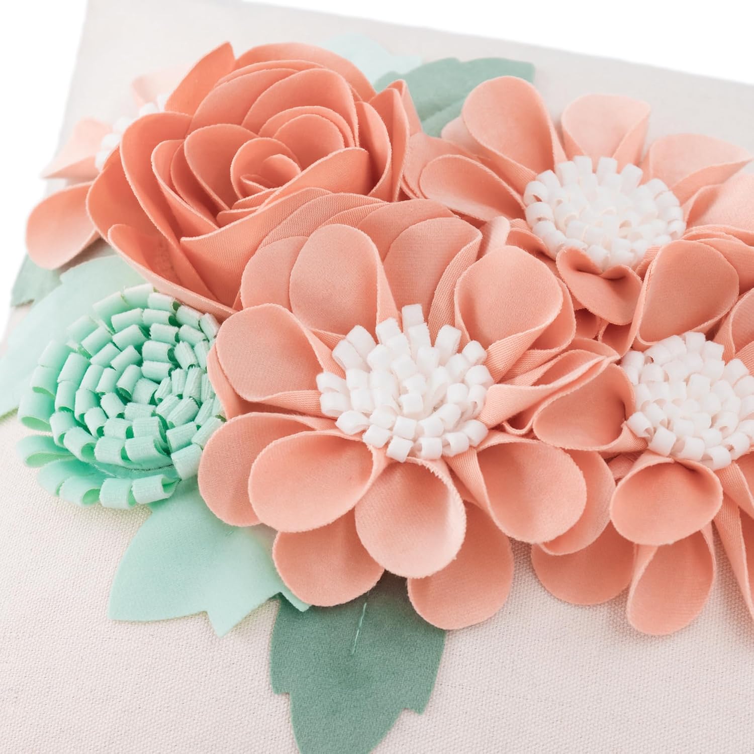 VG|peach-pink|3D Flower Throw Pillow Cover Aesthetic Decorative Floral Accent Pillow Colorful Cushion for Bed Living Room Couch Office Decor Beige Green