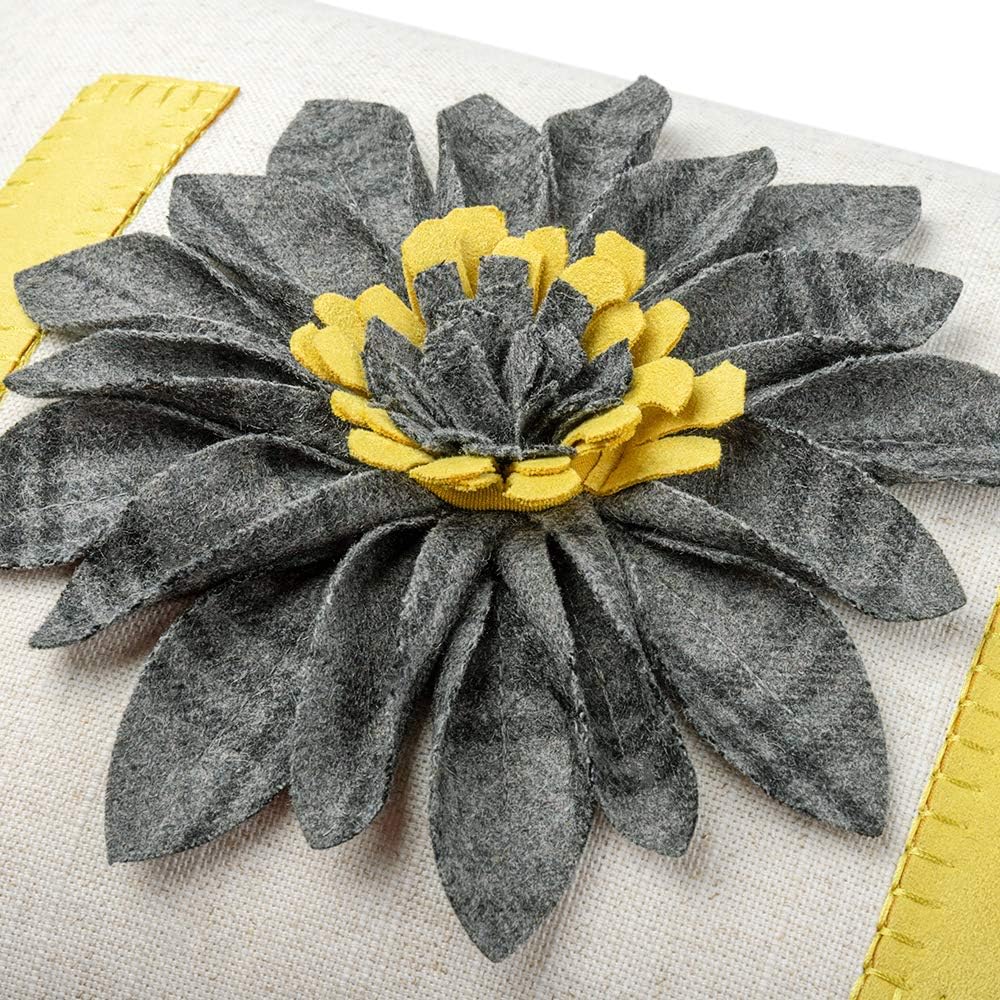 Home Flower Throw Pillow Cover, Beige Yellow Grey