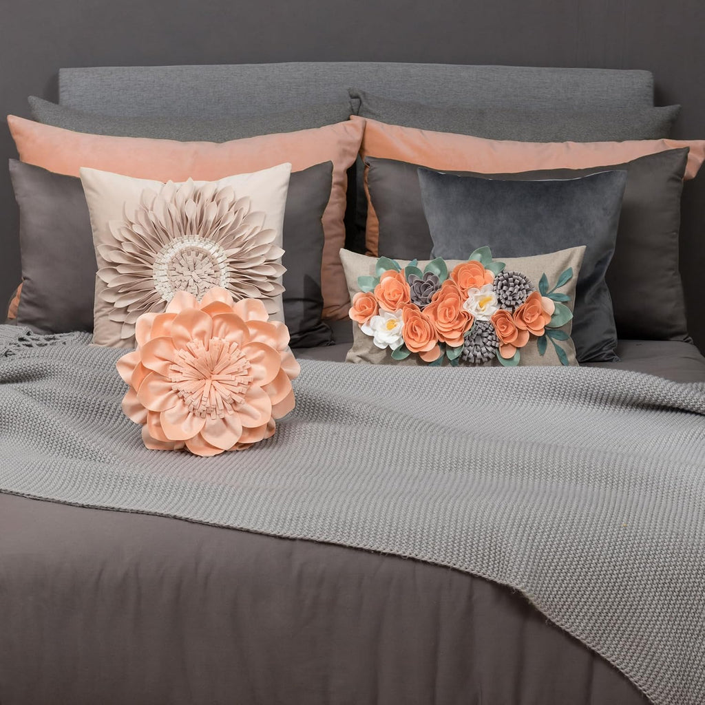 VG|white-tan-velvet|3D Sunflowers Throw Pillow Cover Wine Red