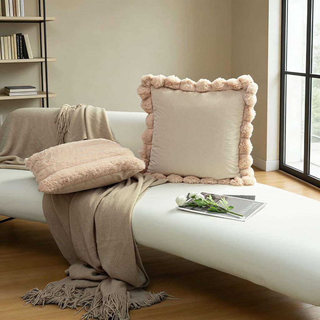 VG|camel|Solid Throw Pillow Cover , Velvet