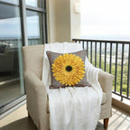 VG|yellow-plaid|3D Sunflowers Throw Pillow Cover Wine Red