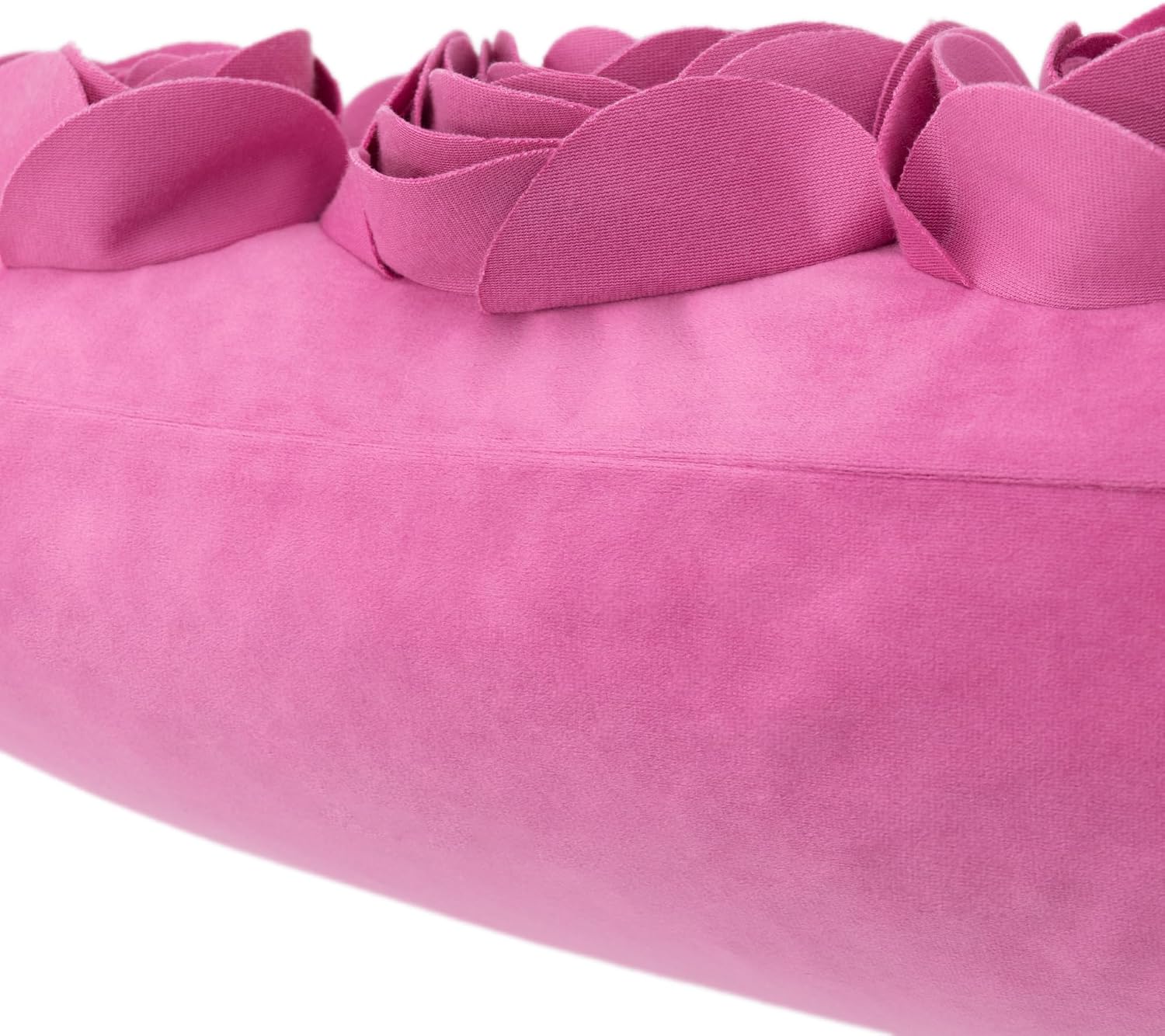 VG|hot-pink|3D Flower Throw Pillow Cover Handmade Floral Soft Velvet Lumbar Cushion for Bed Living Room Chair Couch Decor Gold