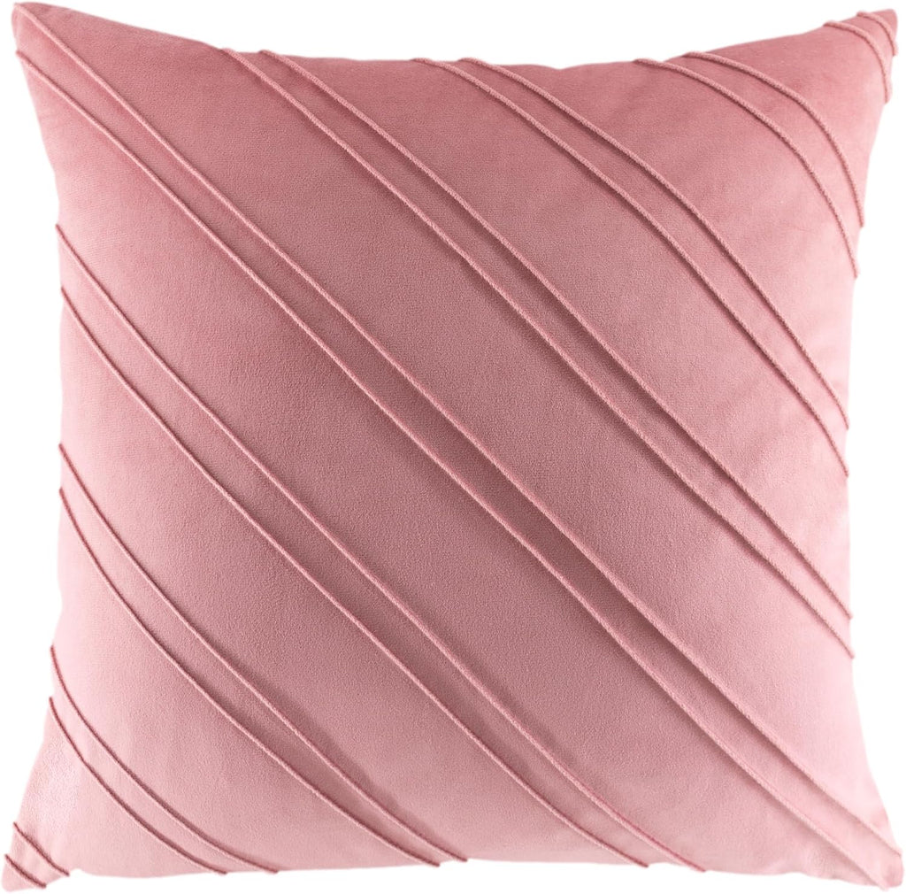 Soft Velvet Decorative Throw Pillow Cover Square Diagonal Stripes Design Pillowcase - Rose Gold