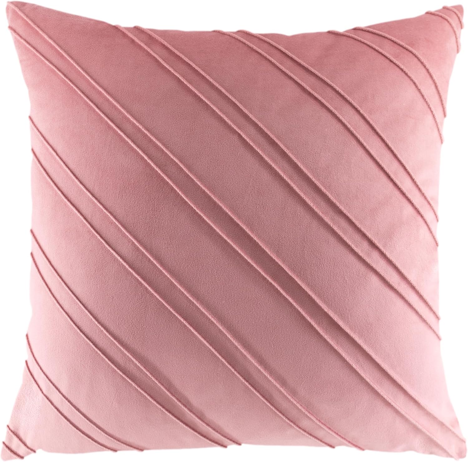 Soft Velvet Decorative Throw Pillow Cover Square Diagonal Stripes Design Pillowcase - Rose Gold