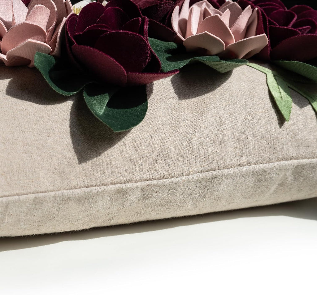 VG|3dflower-c1-wine-red|Decorative 3D Flower Throw Pillow Covers