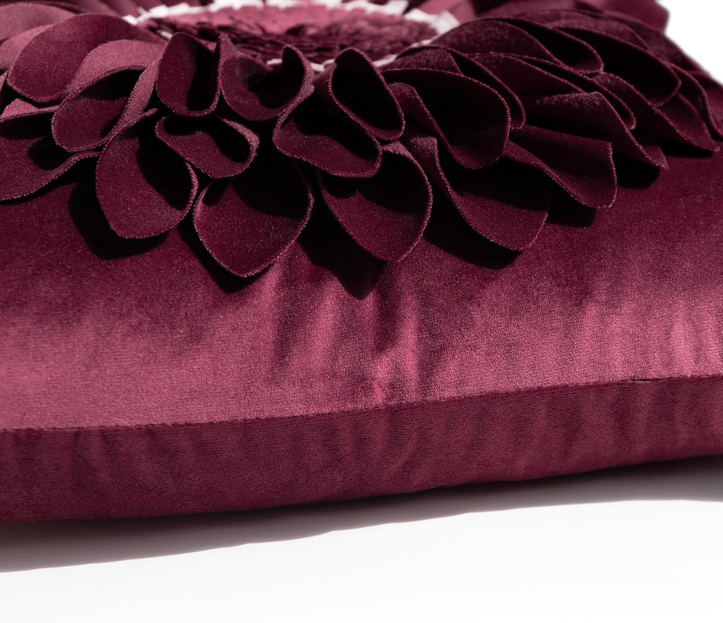 VG|red-wine-red|3D Sunflowers Throw Pillow Cover Wine Red