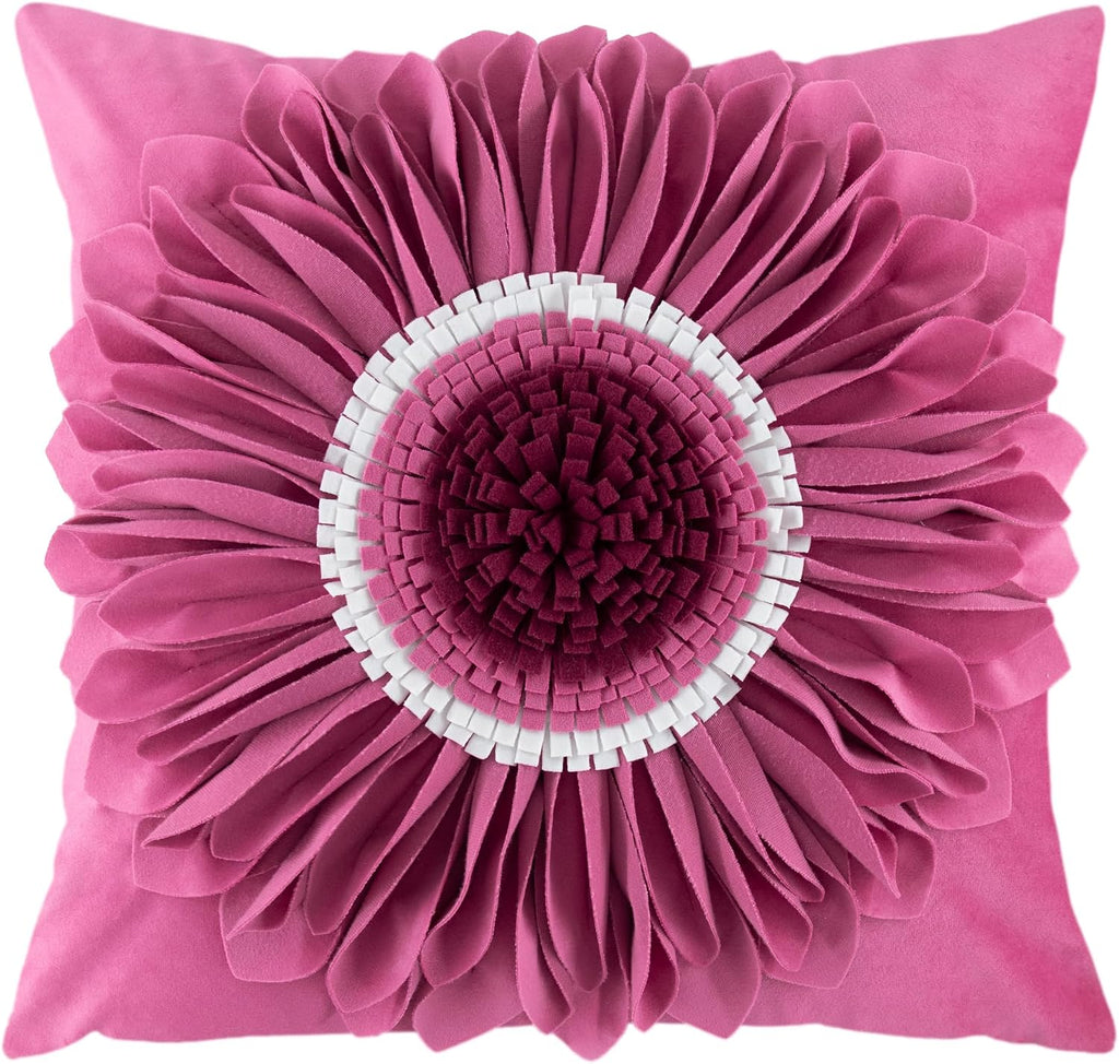 VG|red-fuchsia|3D Sunflowers Throw Pillow Cover Wine Red