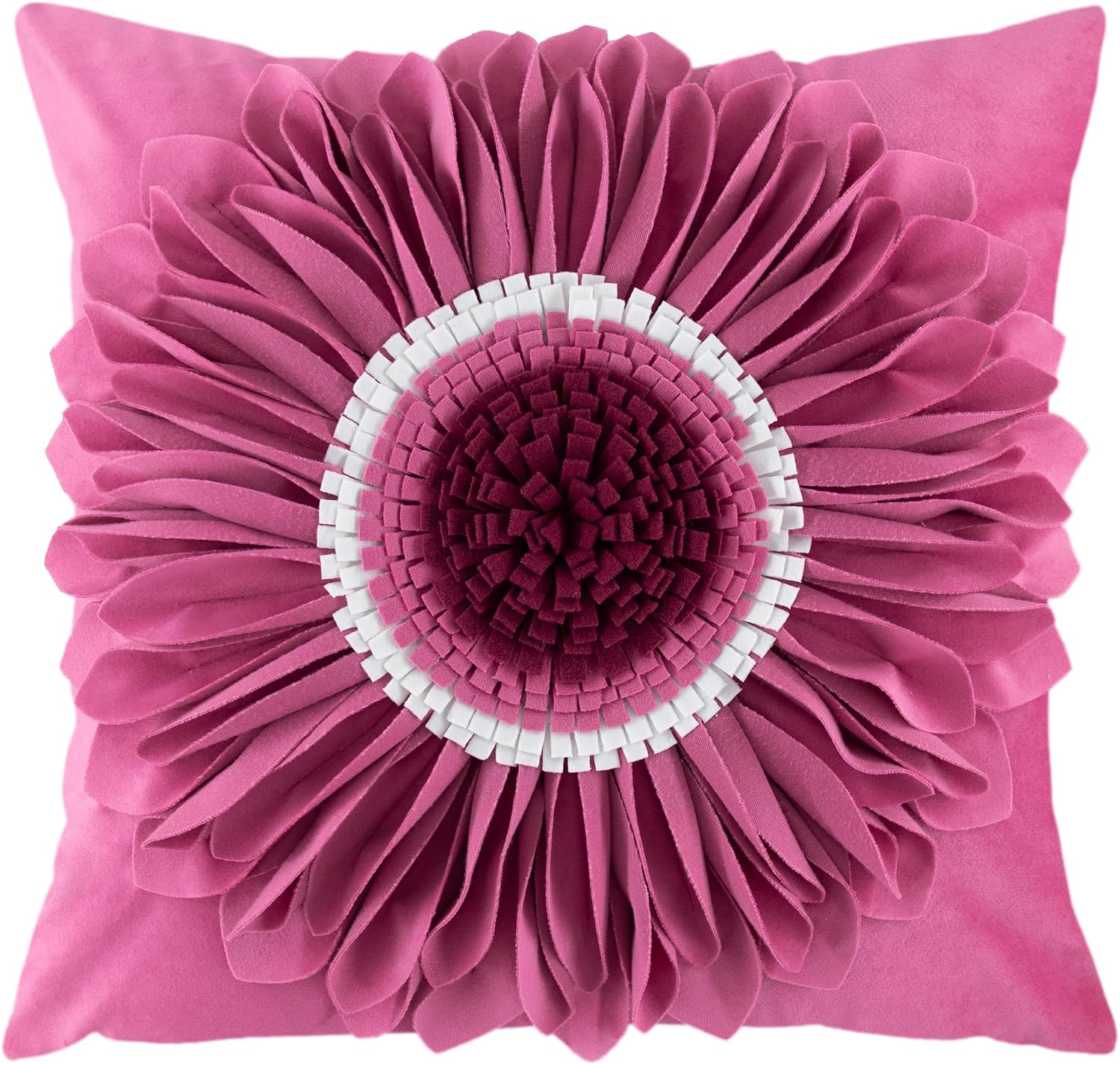 3D Sunflowers Throw Pillow Cover Wine Red - Red-fuchsia