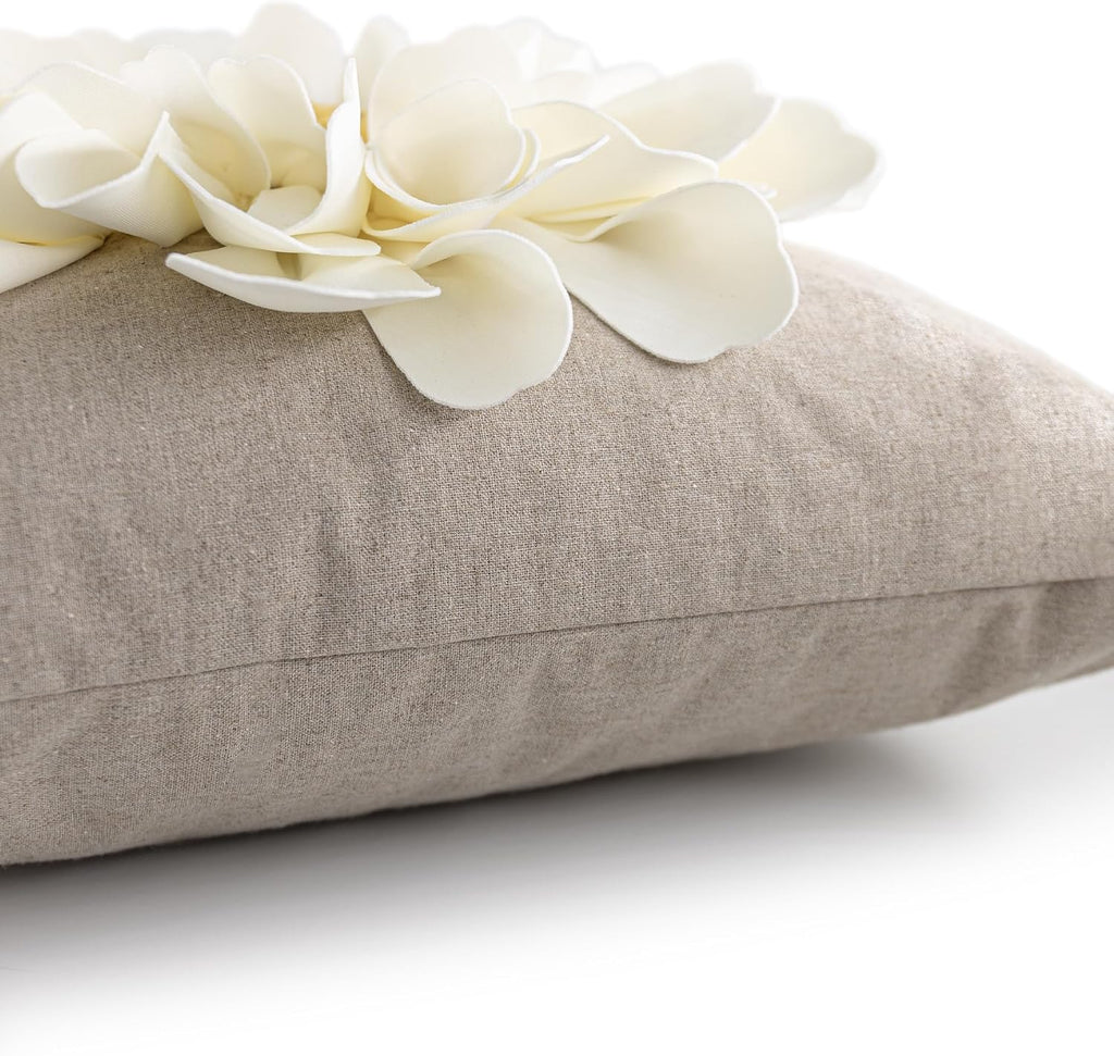 Decorative 3D Flower Throw Pillow Cover Creamy