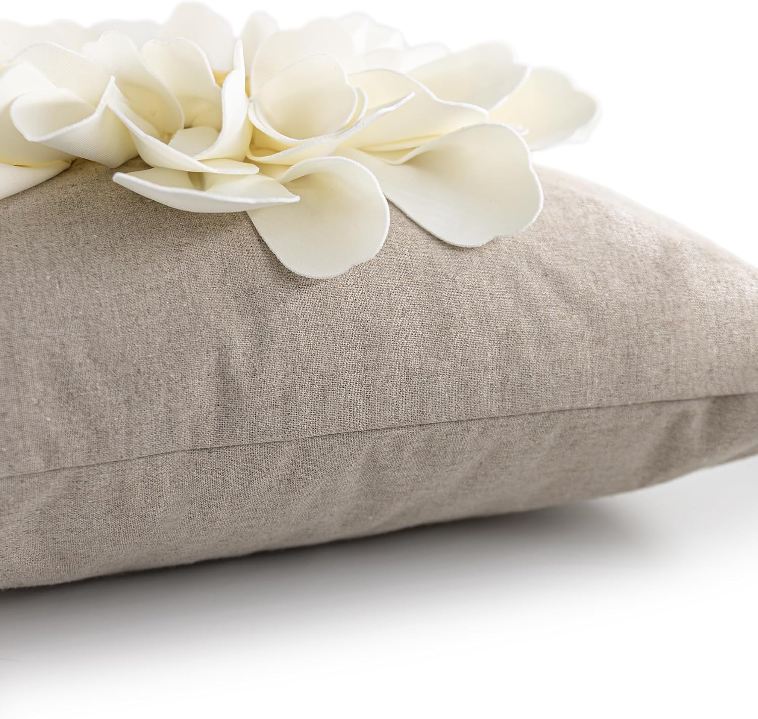 Decorative 3D Flower Throw Pillow Cover Creamy