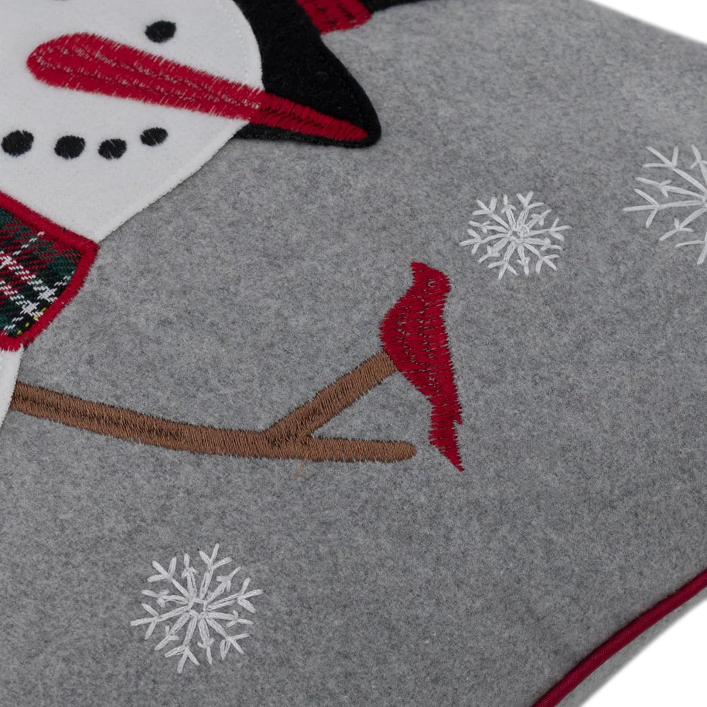 Decorative Embroidered Christmas Tree Applique Snowman Throw Pillow Cover