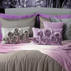 VG|purple|3D Flowers Throw Pillow Cover Decorative Soft Velvet Accent Floral Cushion Lumbar Pillowcase for Bed Sofa Couch Living Room
