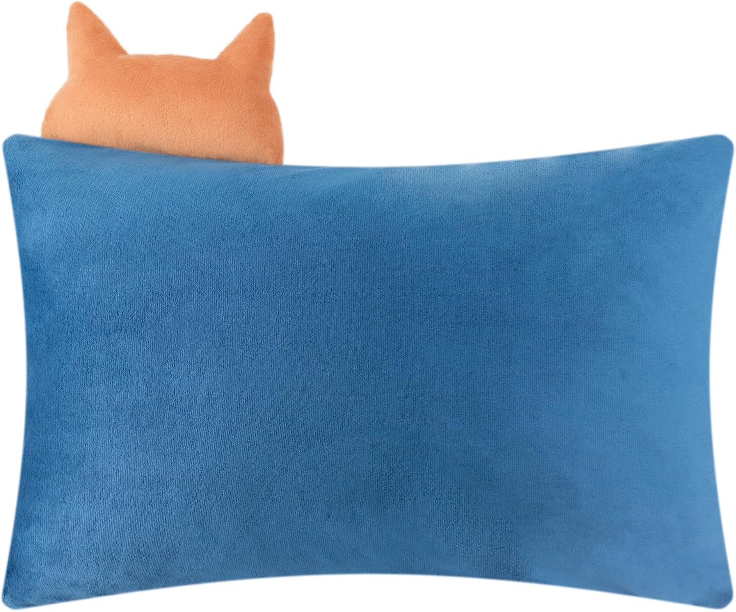 Decorative Velvet Throw Pillow Cover with 3D Peeking Cat Design Navy Blue Pillowcase