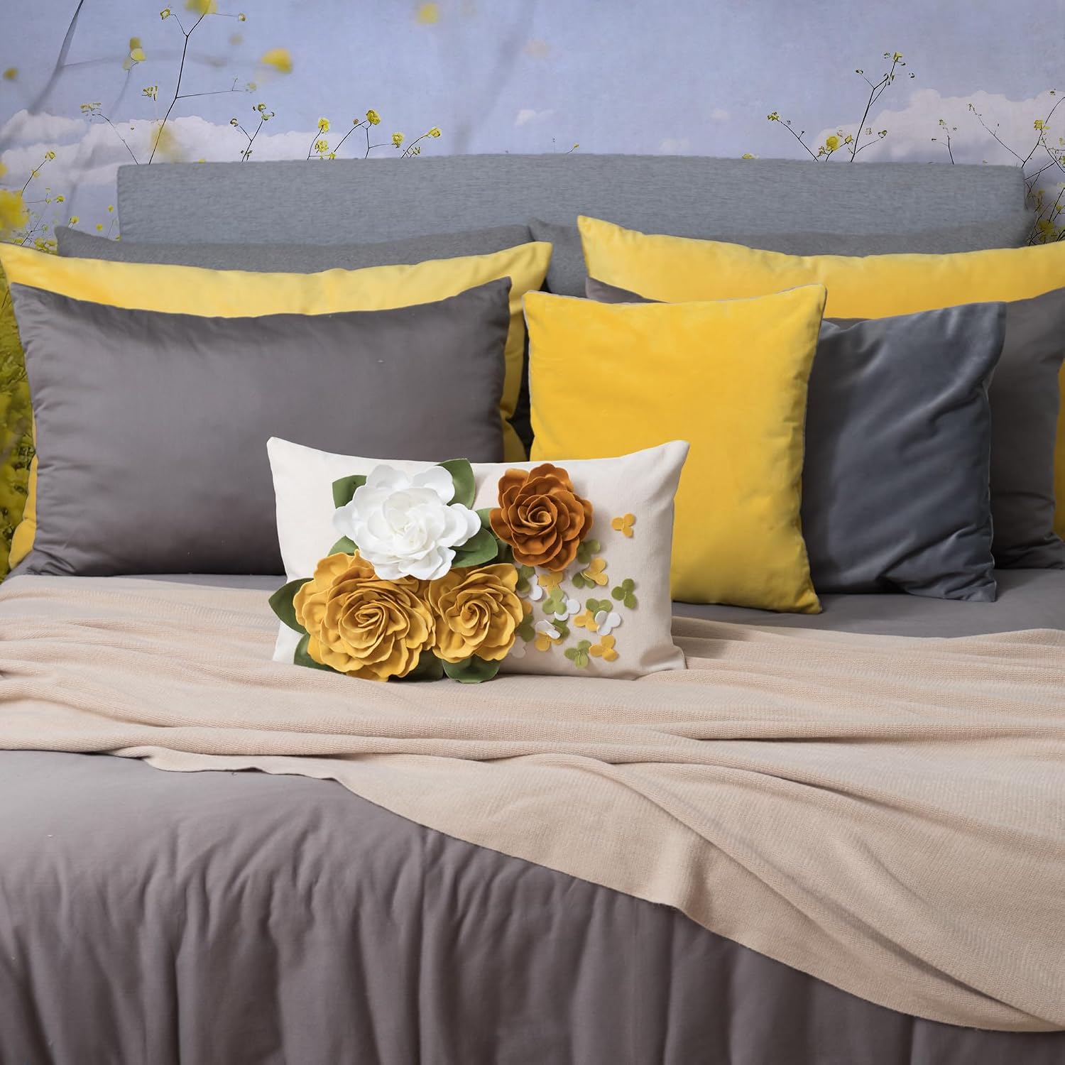 Vintage 3D Flower Throw Pillow Cover
