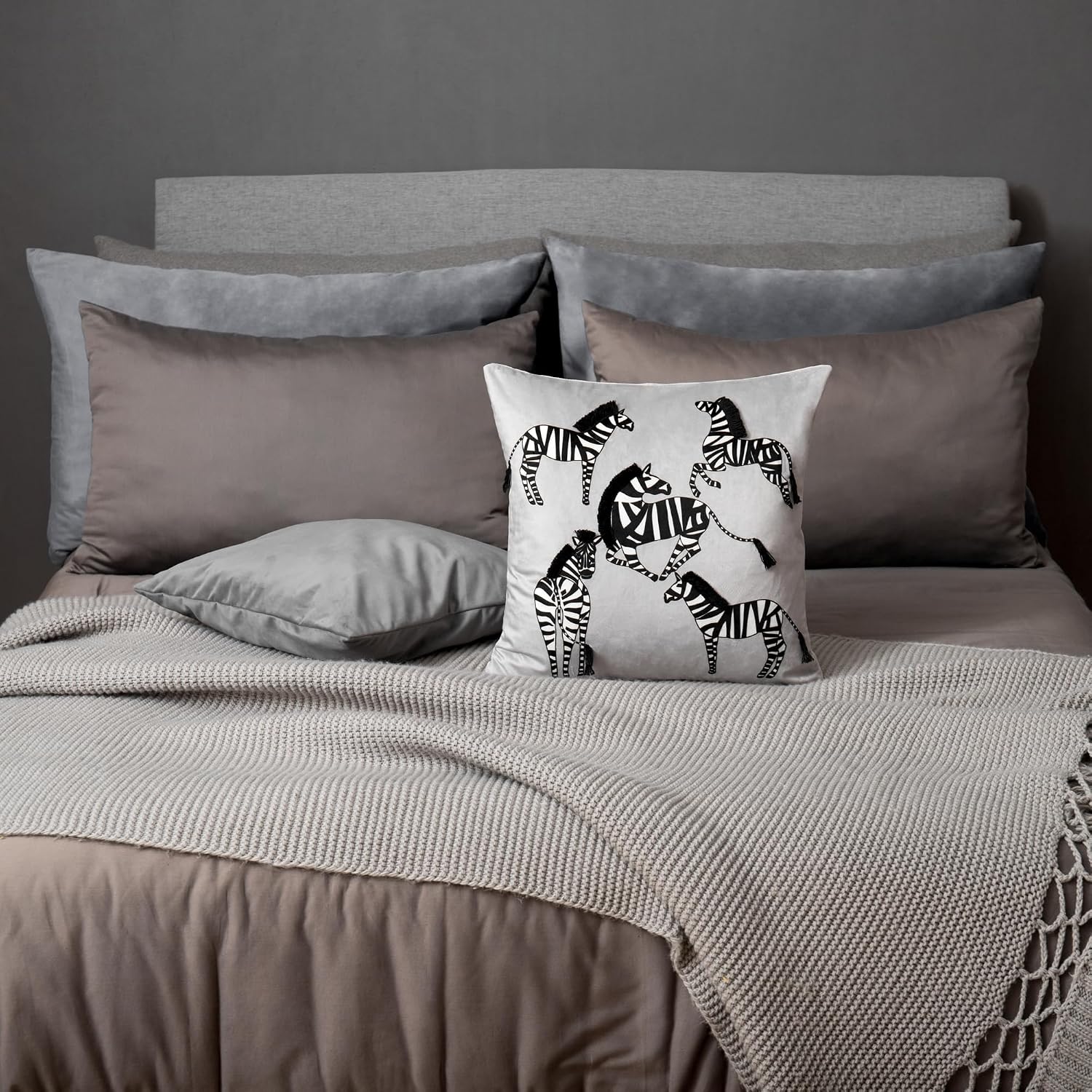 VG|grey|Printing Zebra Throw Pillow Cover
