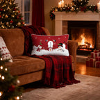 Christmas Throw Pillow Cover Applique Santa Claus Pillow Case Embroidery Cushion Cover for Festive Sofa Couch Living Room Bed Home Decor Christmas Red