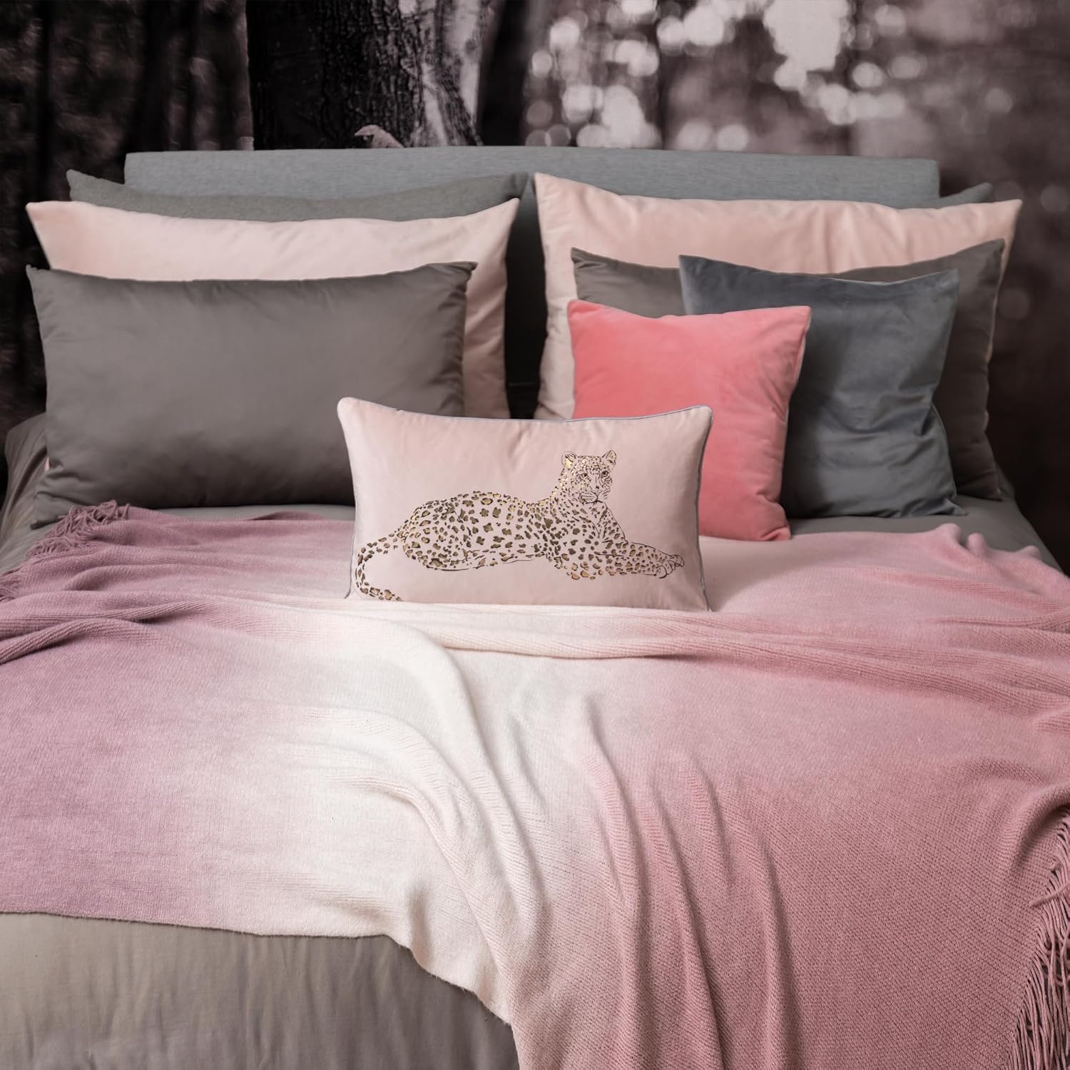 VG|rose-gold|Leopard Print Throw Pillow Cover Decorative Velvet Cushion with Gold Foil Printing for Bed Couch Chair Car