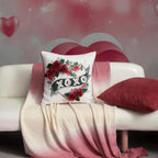 3D Rose Valentines Day Throw Pillow Cover Embroidery XOXO Cushion Cover Heart Holiday Decorative Pillow Case for Sofa Couch Bedroom Living Room Red