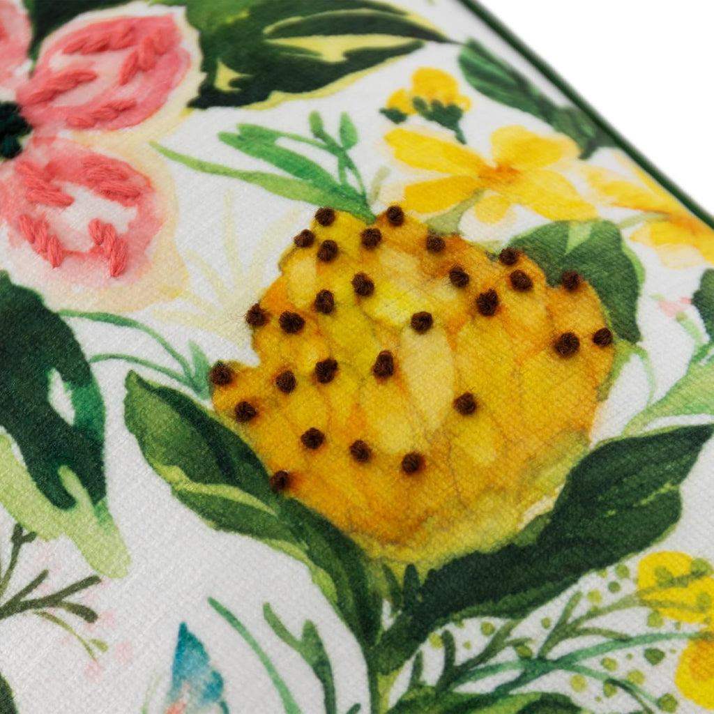 Floral Decorative Throw Pillow Cover, Tropical Garden Design, Multicolor
