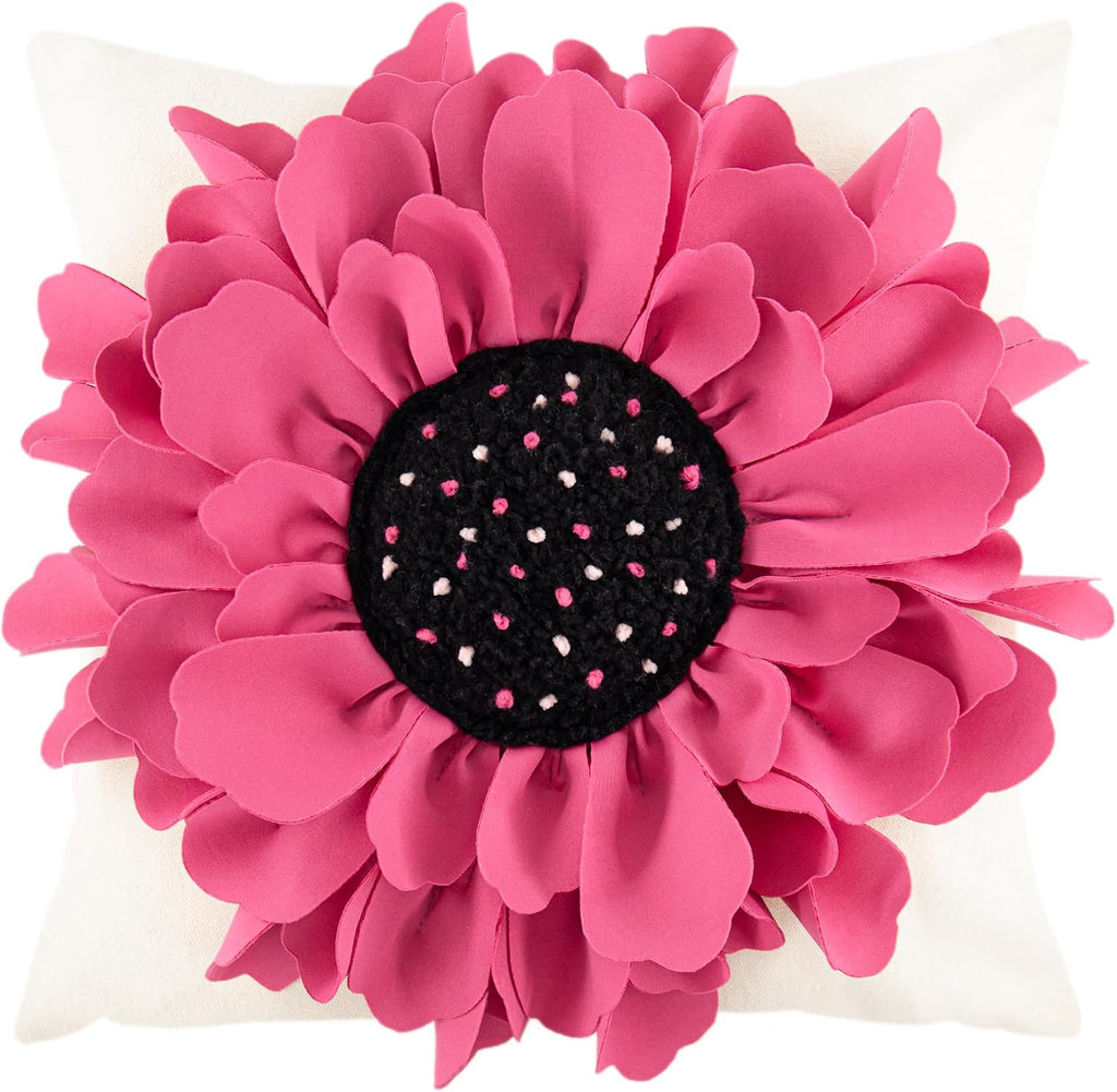 VG|hot-pink|Decorative 3D Flower Throw Pillow Cover Creamy