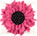 VG|hot-pink|Decorative 3D Flower Throw Pillow Cover Creamy