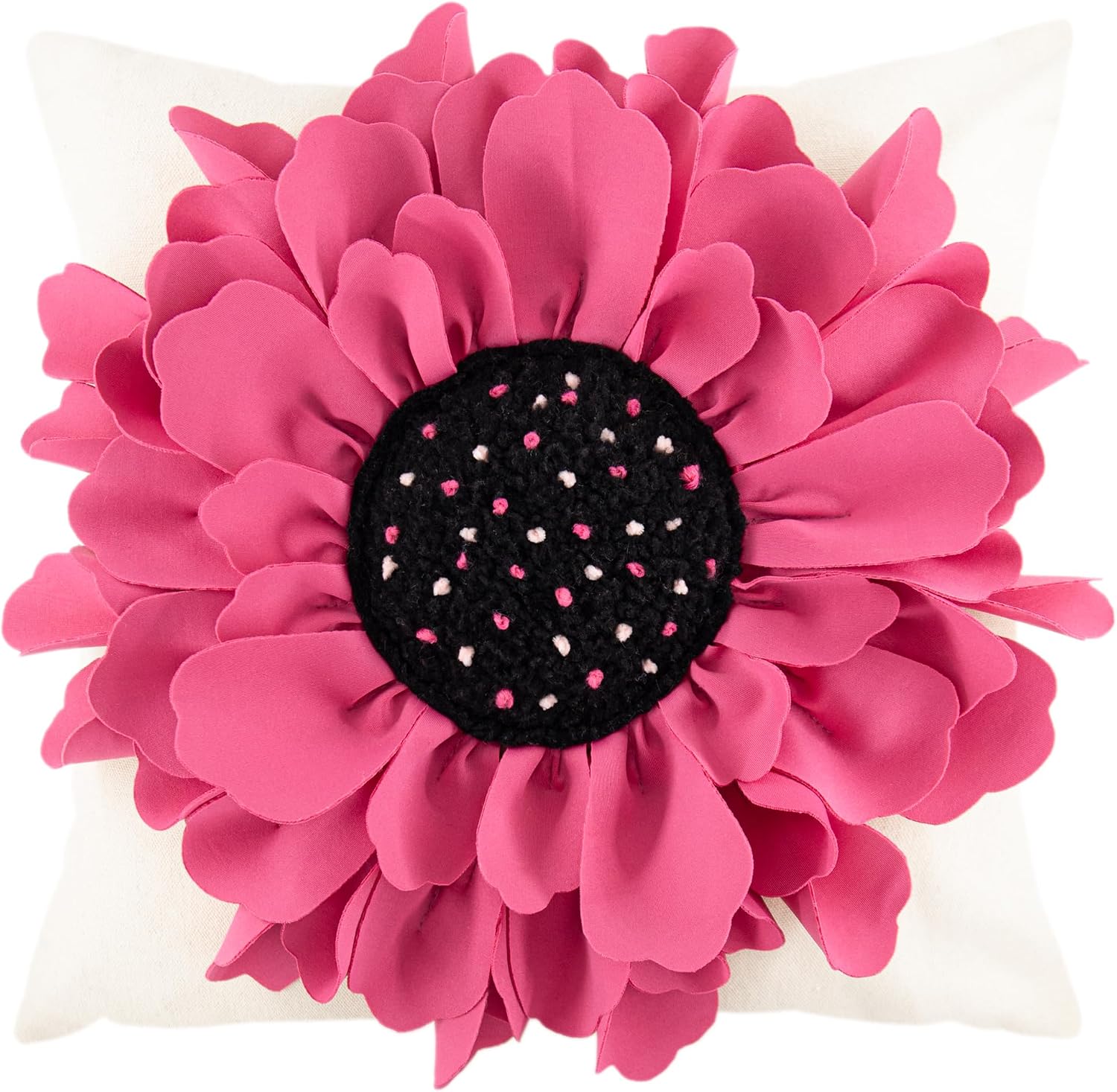 VG|hot-pink|Decorative 3D Flower Throw Pillow Cover Creamy