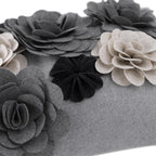 VG|grey|3D Flower Throw Pillow Cover