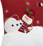 Christmas Throw Pillow Cover Applique Santa Claus Pillow Case Embroidery Cushion Cover for Festive Sofa Couch Living Room Bed Home Decor Christmas Red