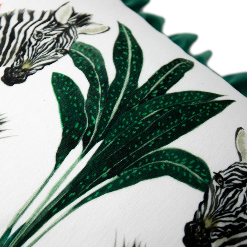 Zebra Green Lace Throw Pillow Cover