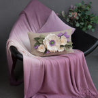 VG|cream-purple|3D Flower Throw Pillow Cover
