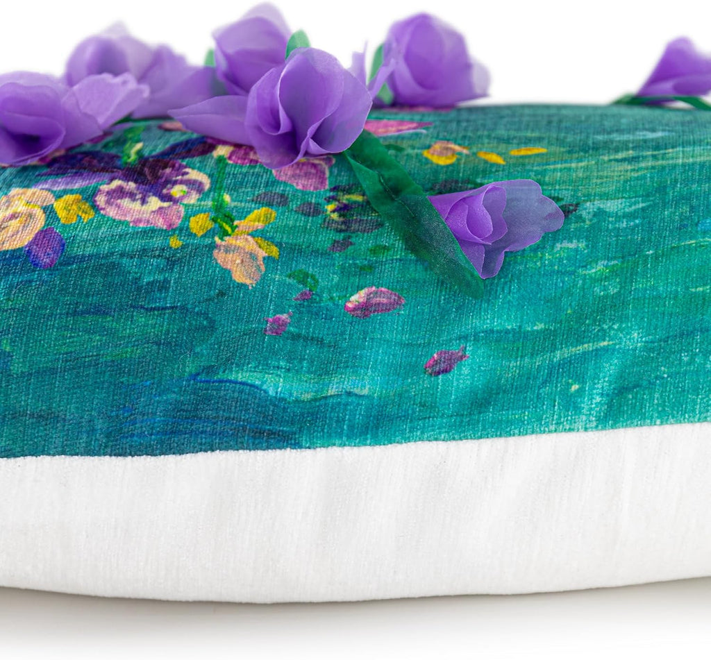 Purple Vintage Flower Throw Pillow Cover