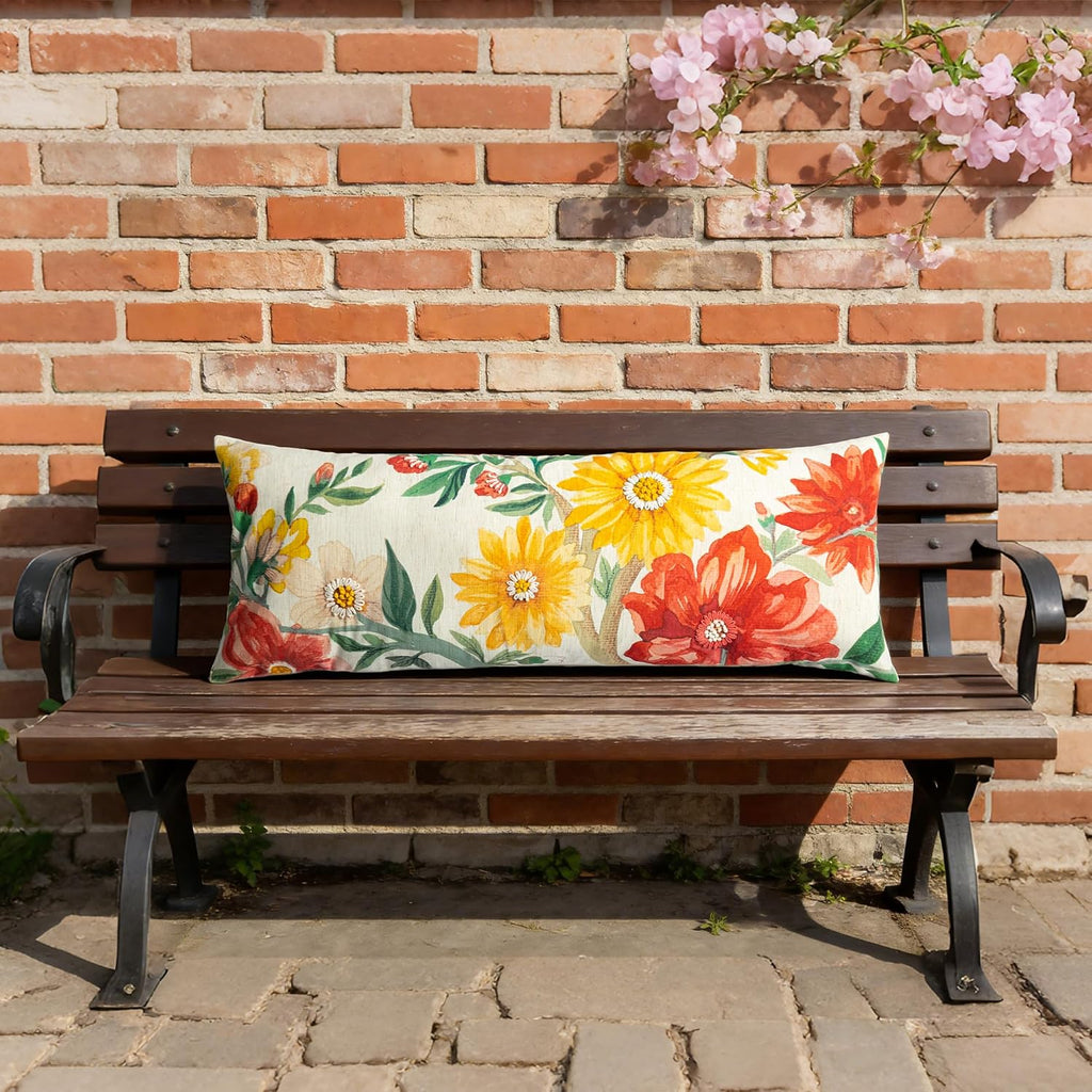 Spring Colorful Flower Long Body Throw Pillow Cover