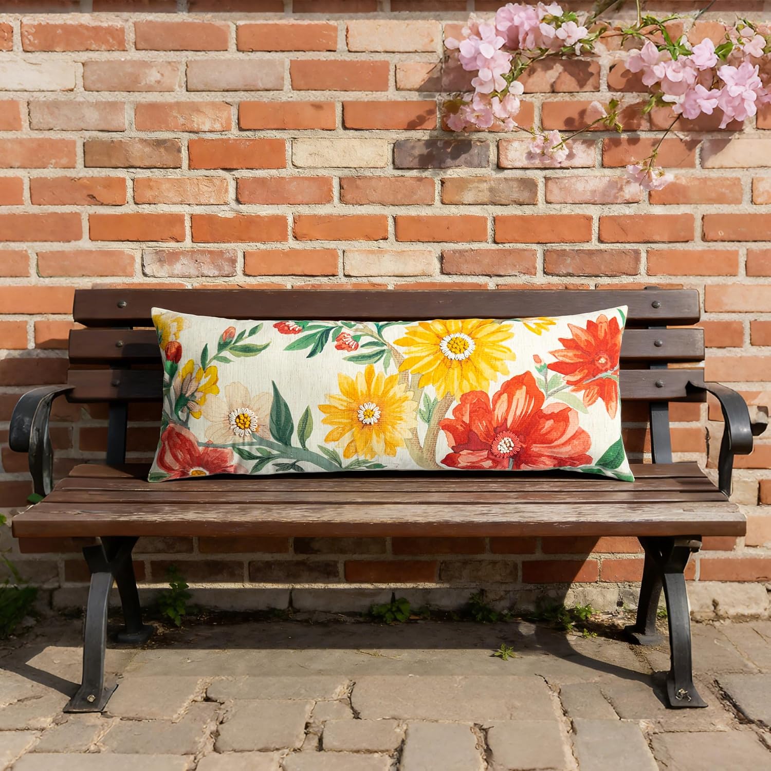 Spring Colorful Flower Long Body Throw Pillow Cover