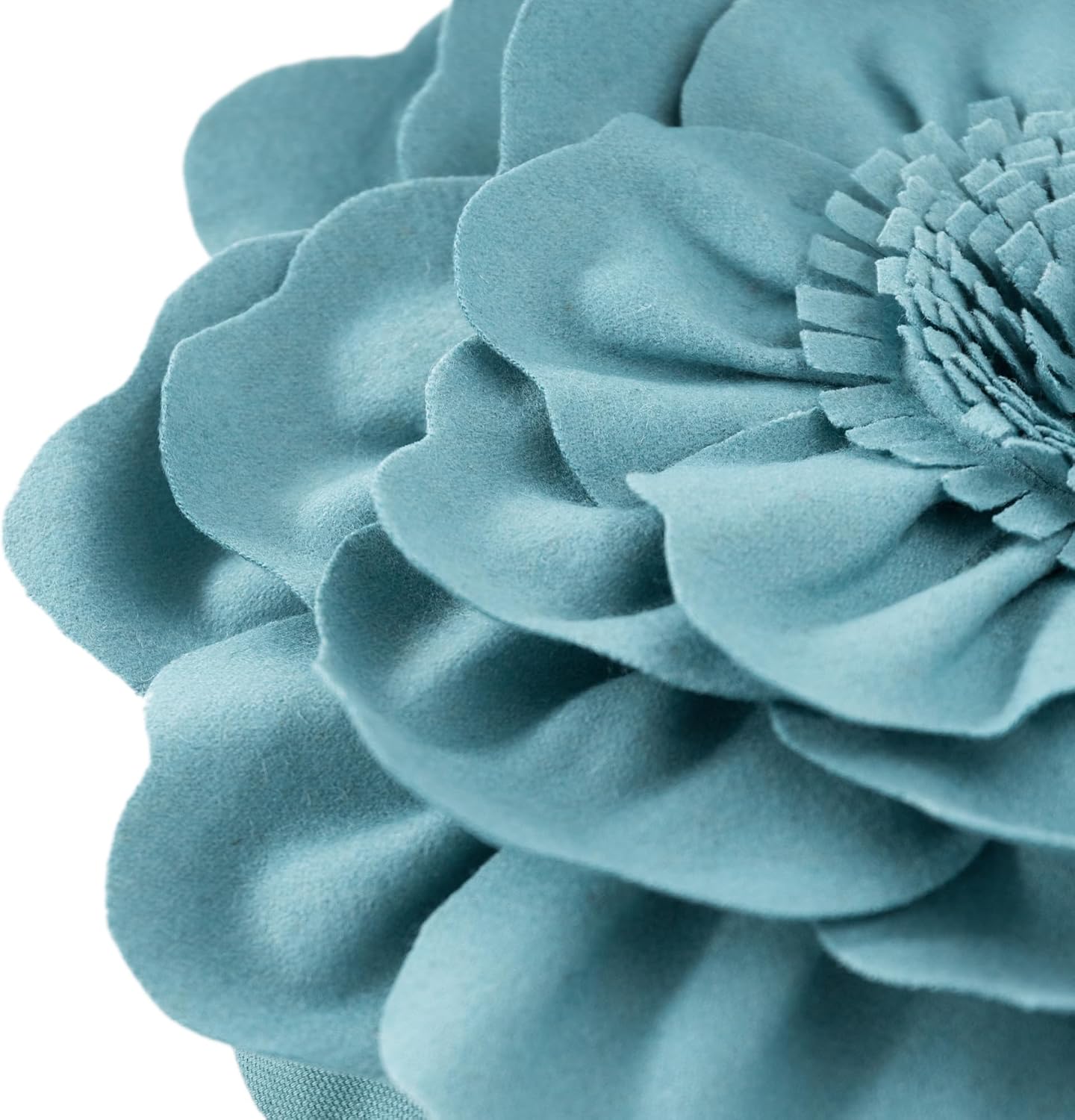 VG|teal-blue|Flower Throw Pillow Cover Decorative Round Pillowcase Floral Cushion for Bed Sofa Couch Car Decor