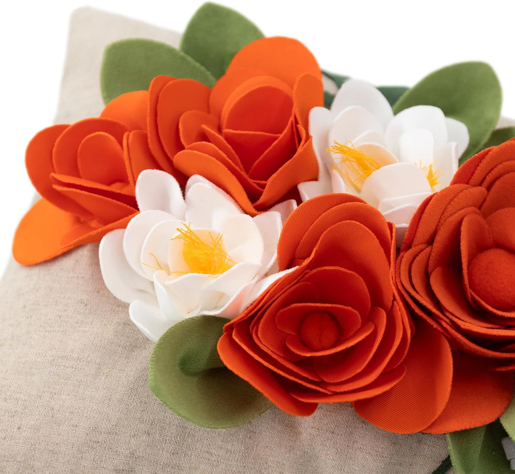 VG|3dflower-g-orange|Decorative 3D Flower Throw Pillow Covers