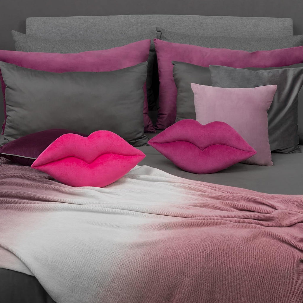 VG|rose-red|3D Lip Throw Pillow Cute Decorative Pillow Soft Cushion for Sofa Couch Bed Home Decor Girls