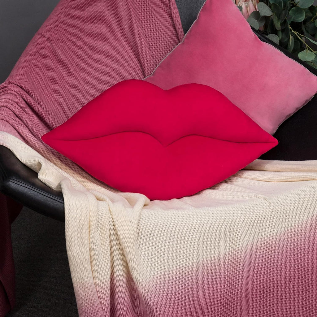 VG|red|3D Lip Throw Pillow Cute Decorative Pillow Soft Cushion for Sofa Couch Bed Home Decor Girls