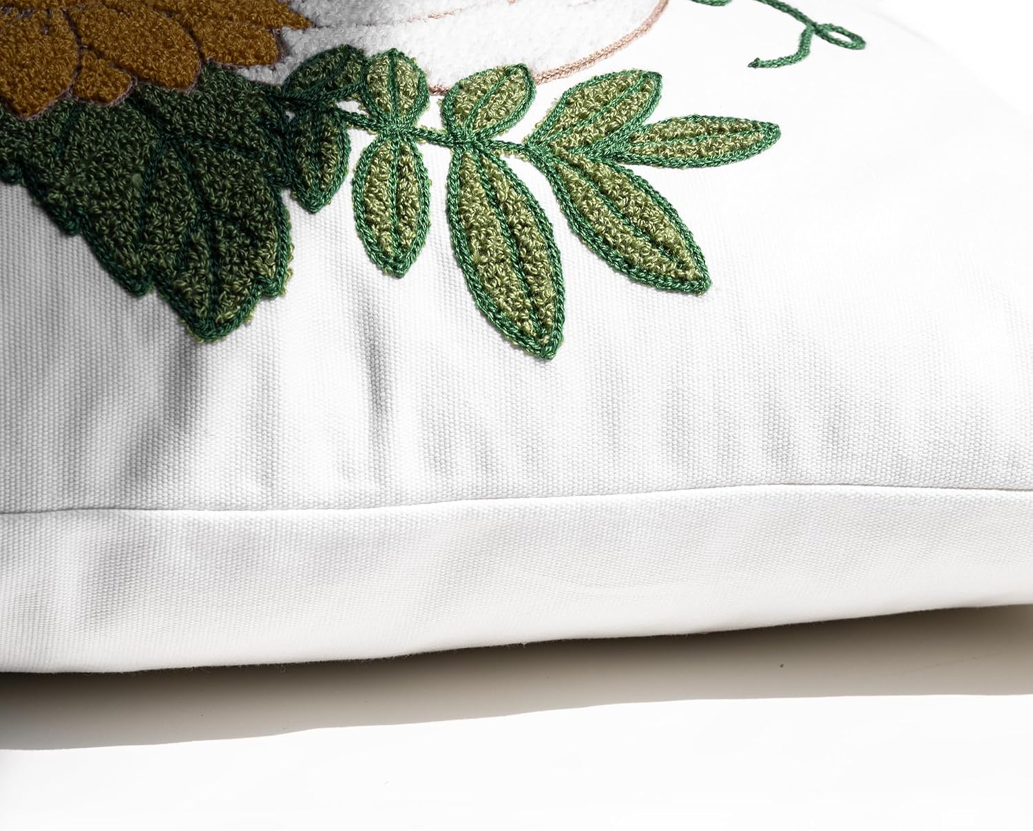 VG|white|Fall Floral Pumpkin Embroidered Throw Pillow Cover