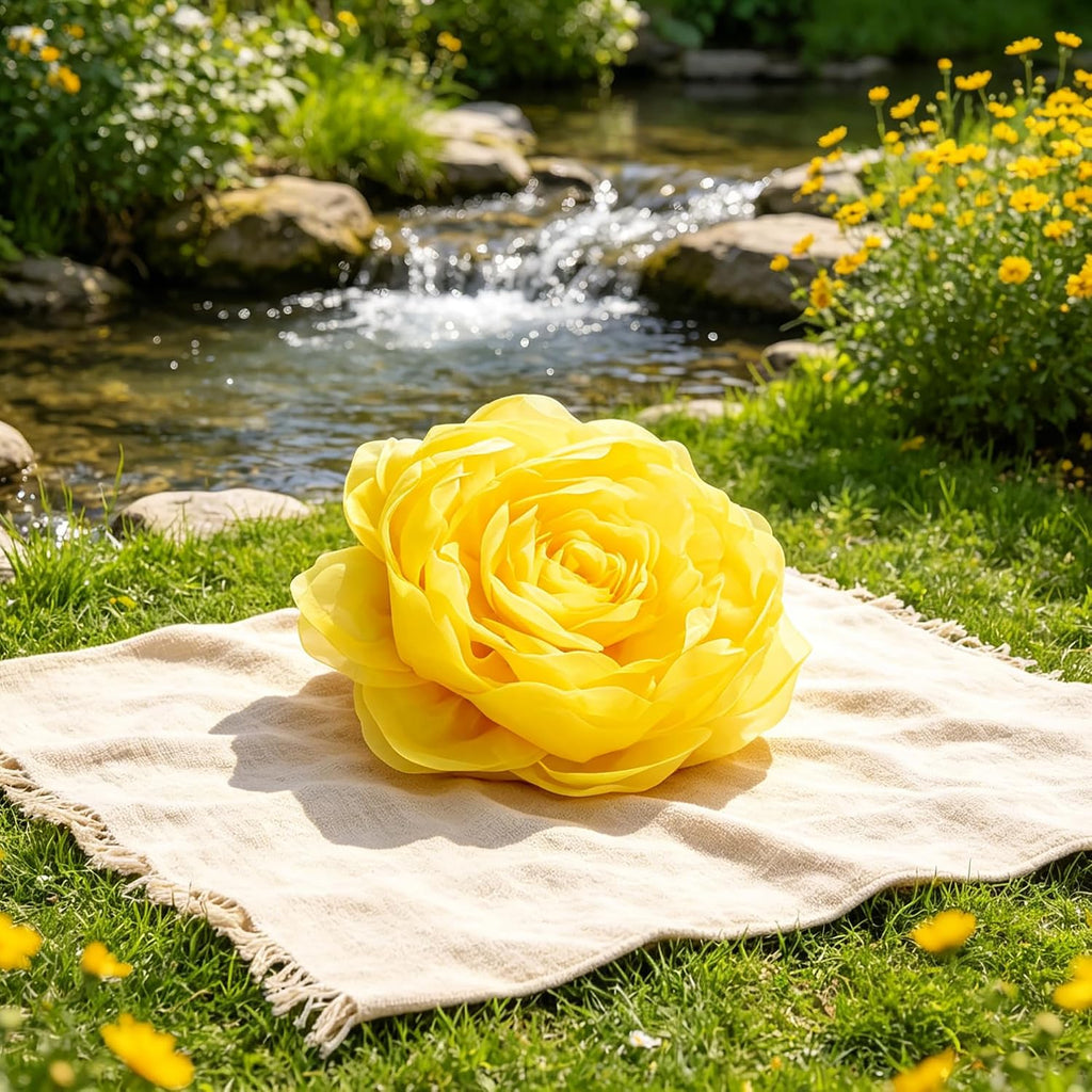 VG|yellow|3D Flower Throw Pillow Cover