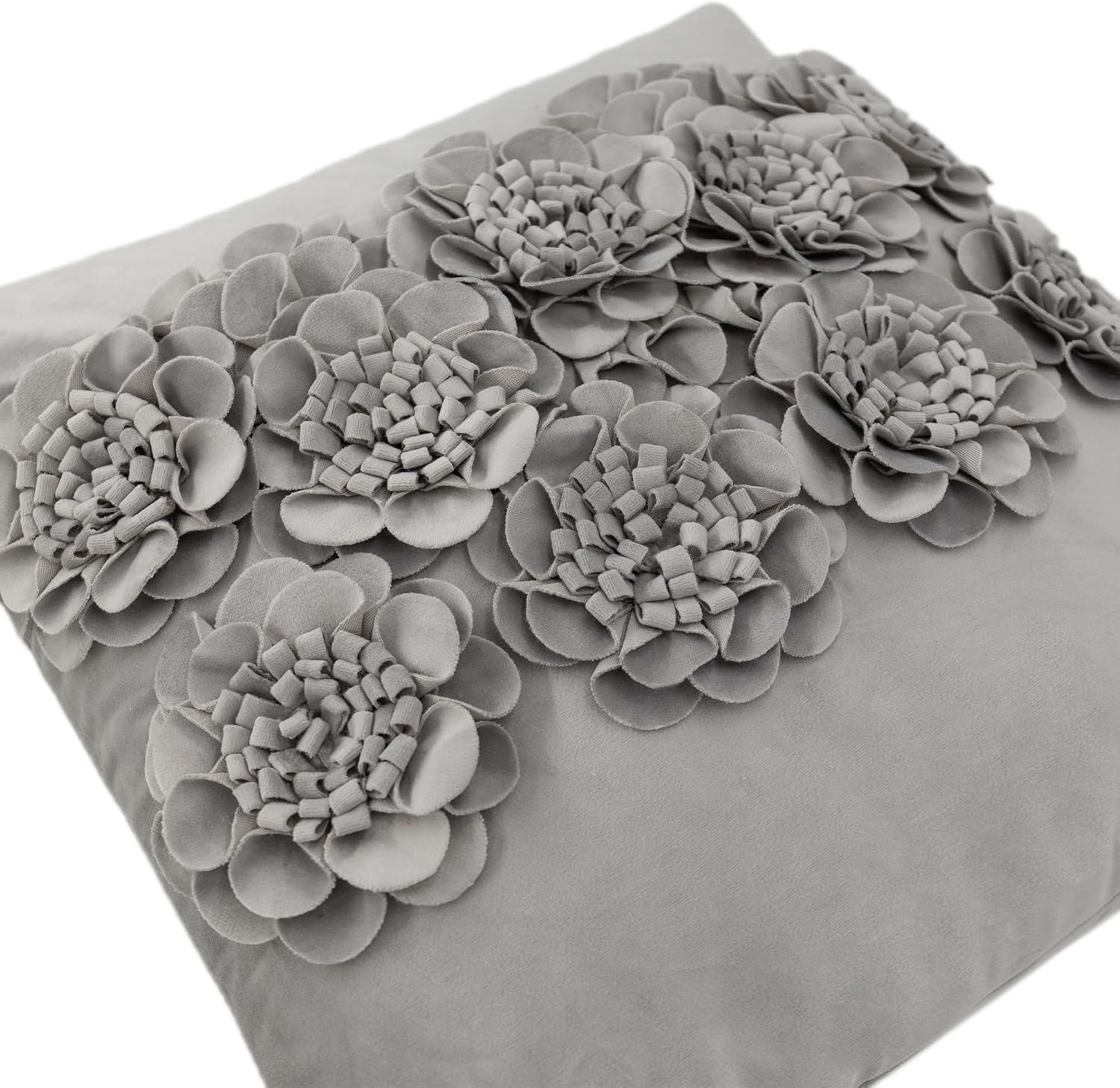 VG|gray|Handmade 3D Flower Throw Pillow Cover